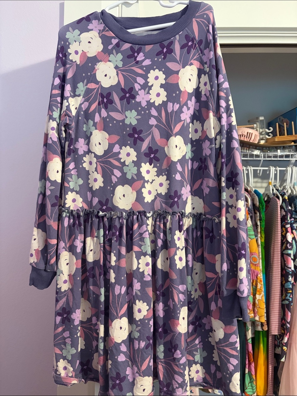Little Sleepies Purple Floral Long Sleeve Knit Dress